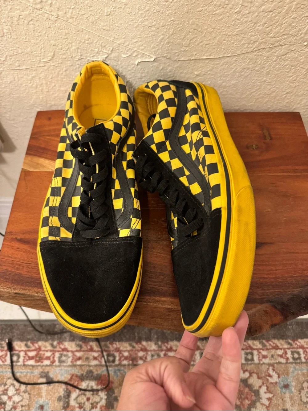 Vans Men's Black & Yellow Checkerboard Skate Sneakers